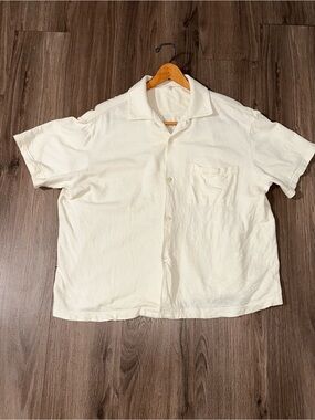 Arket Cream Short-Sleeve Button-Down Shirt